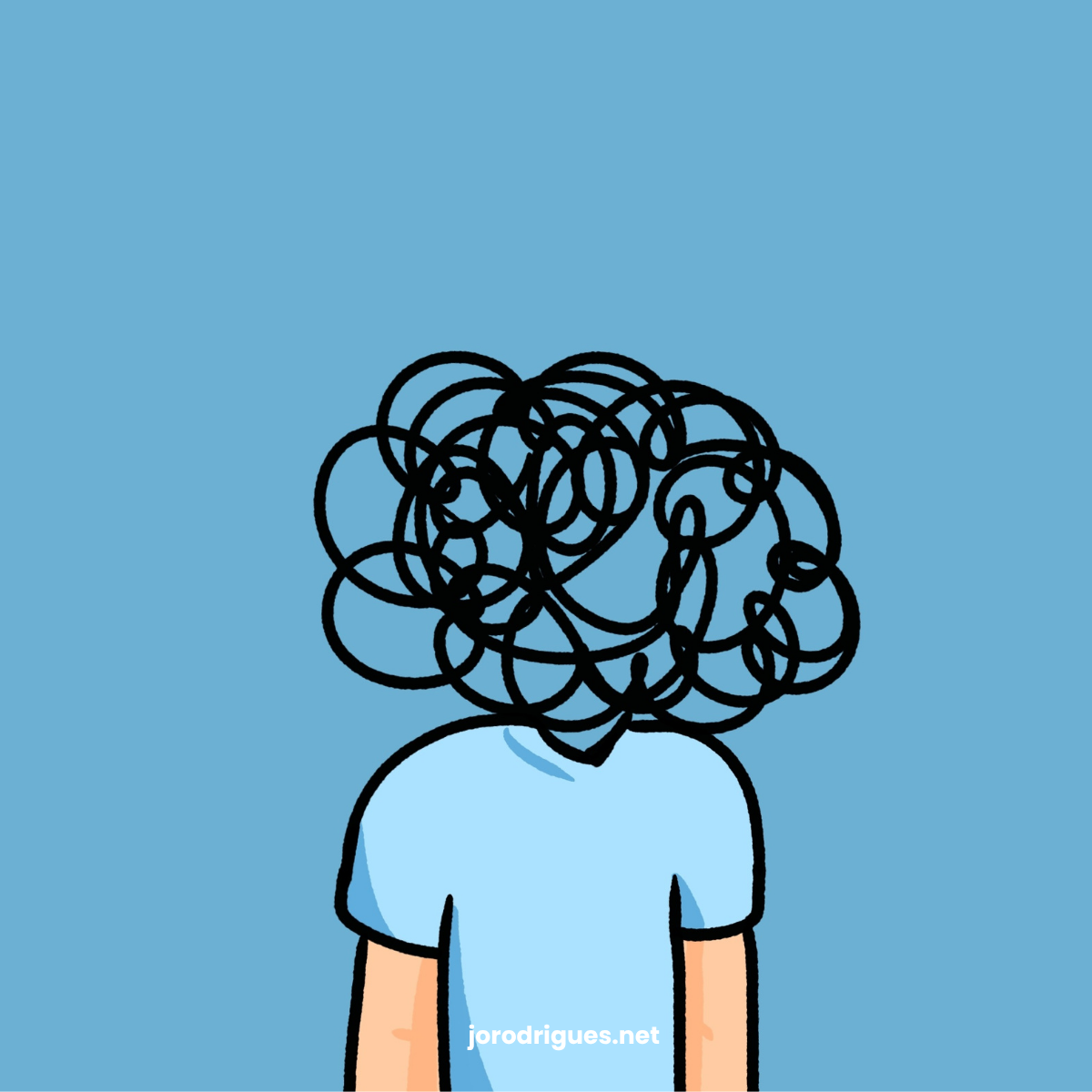 scribbled lines on a cartoon person so you can see their face. in the form of a cloud.